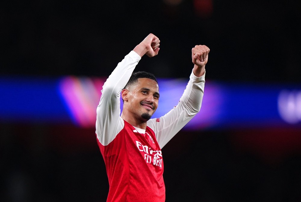 Arsenal's William Saliba was not part of this season’s team photo (PA)