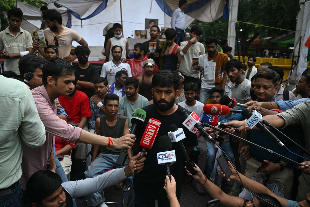 Cockroach Janta Party (CJP) founder Abhijeet Dipke a day after violence in Delhi (AFP/Getty)