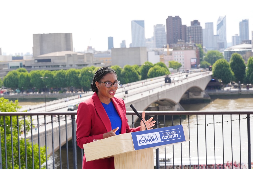 Conservative Party leader Kemi Badenoch delivers a speech at the Institute of Engineering and Technology in central London (Stefan Rousseau/PA) (PA Wire)