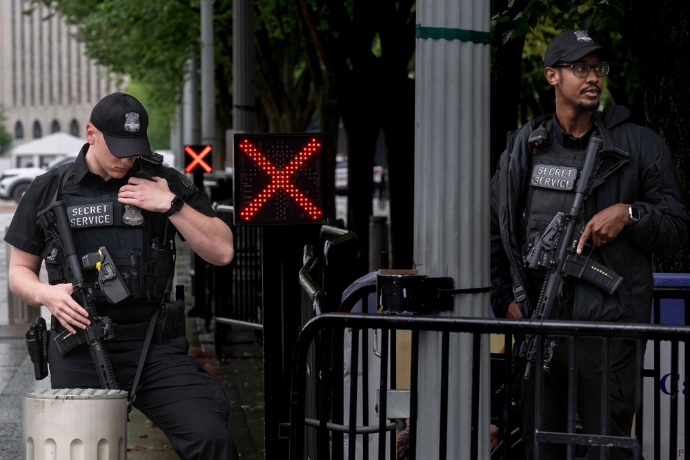 The Secret Service and the FBI took notice of the story, and were angered at the publication of operational details, one source said. Pictured: Secret Service agents man an access gate to the White House compound on May 24 (Getty Images)