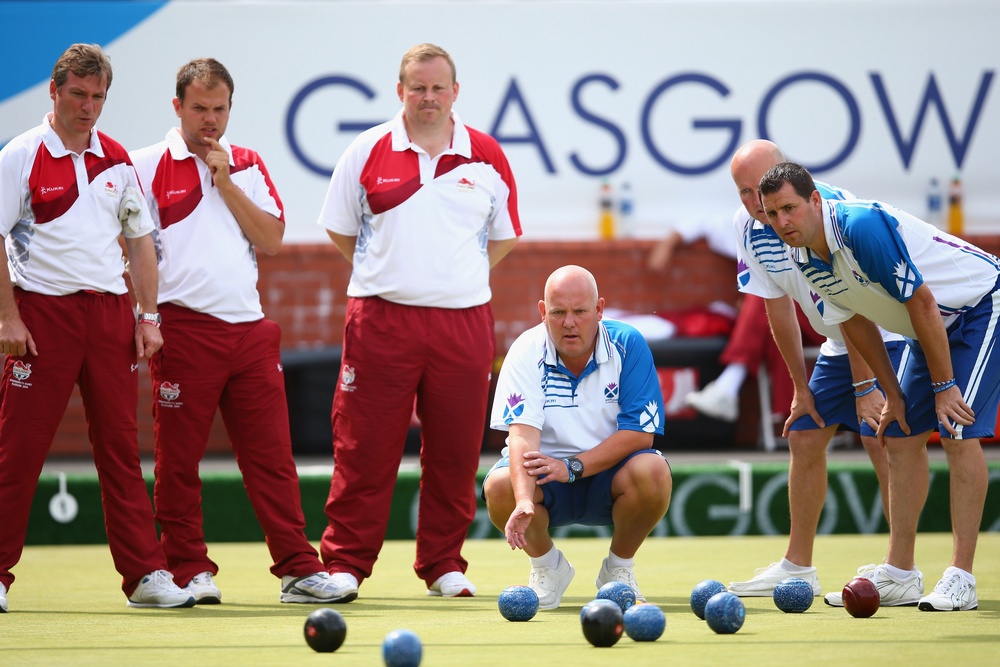Alex Marshall, centre, is back in Glasgow for another Commonwealth Games (Getty)