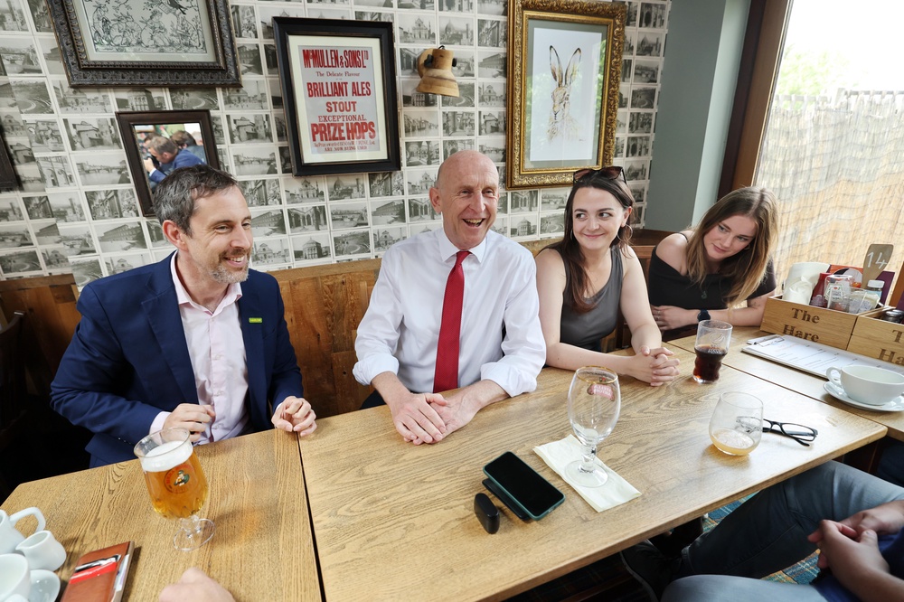 Chancellor John Healey during a visit to the Hare pub in Harlow, Essex (Richard Pohle/The Times/PA) (PA Wire)