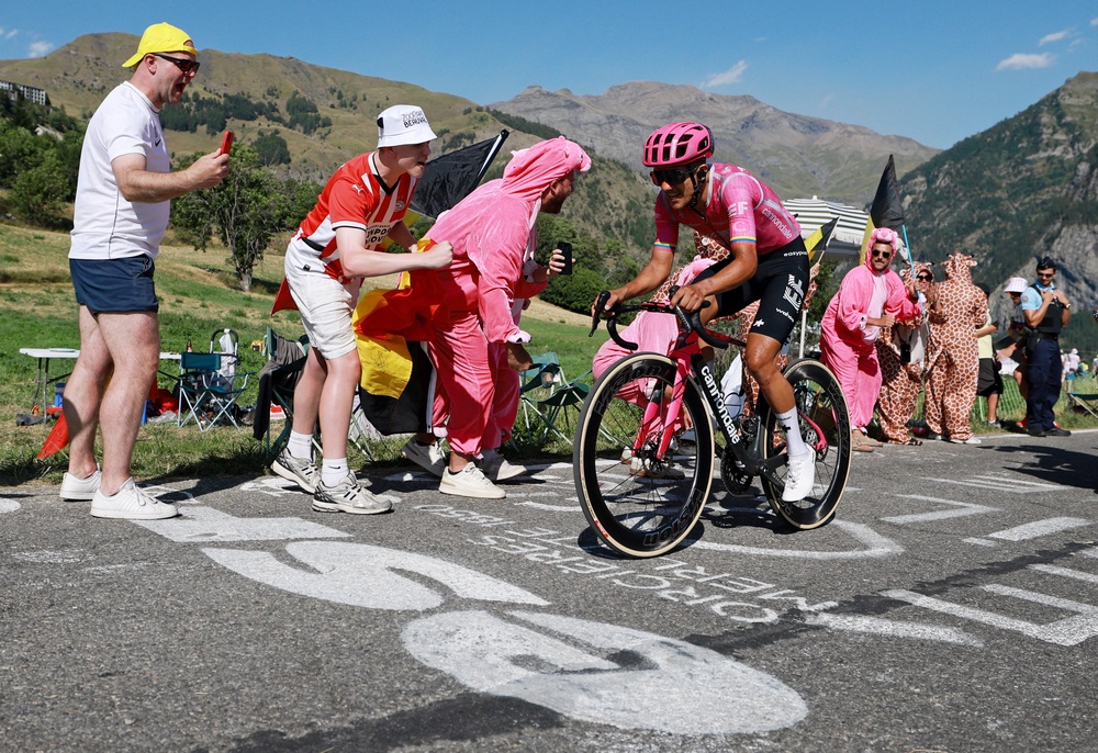 A hilly stage suited the flamboyant Ecuadorian (Reuters)