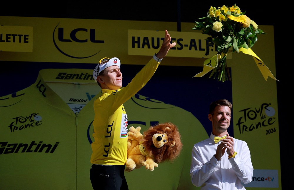 Tadej Pogacar stayed in yellow after stage 18 (Reuters)