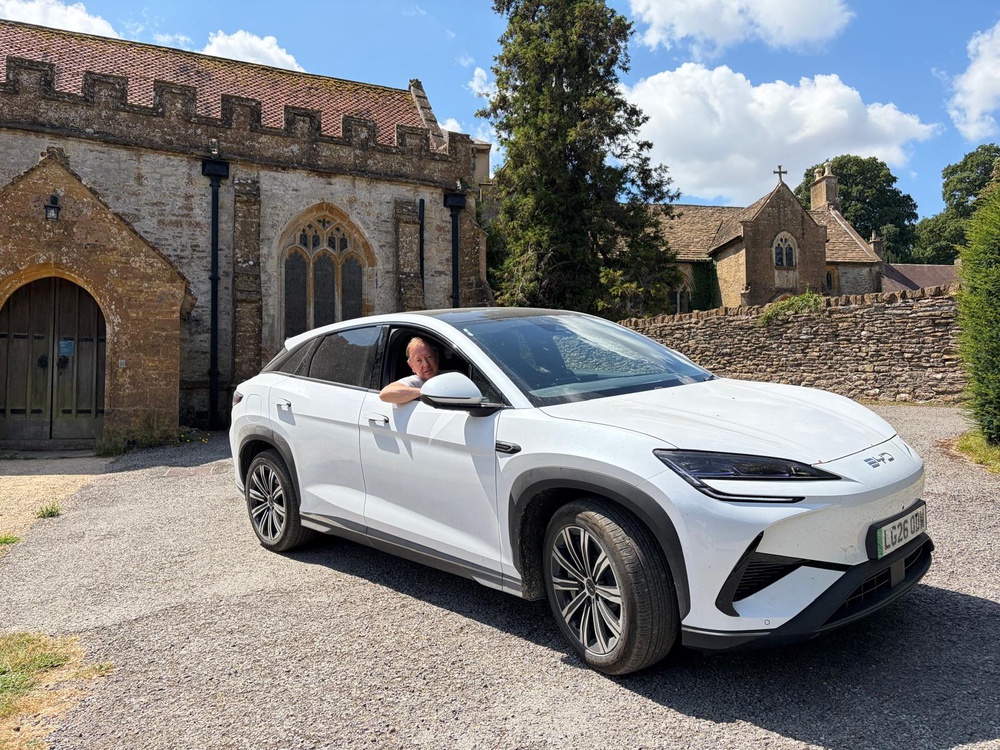 Independent editor-in-chief Geordie Greig is finding life enjoyable behind the wheel of the BYD Sealion 7 (Geordie Greig/The Independent)