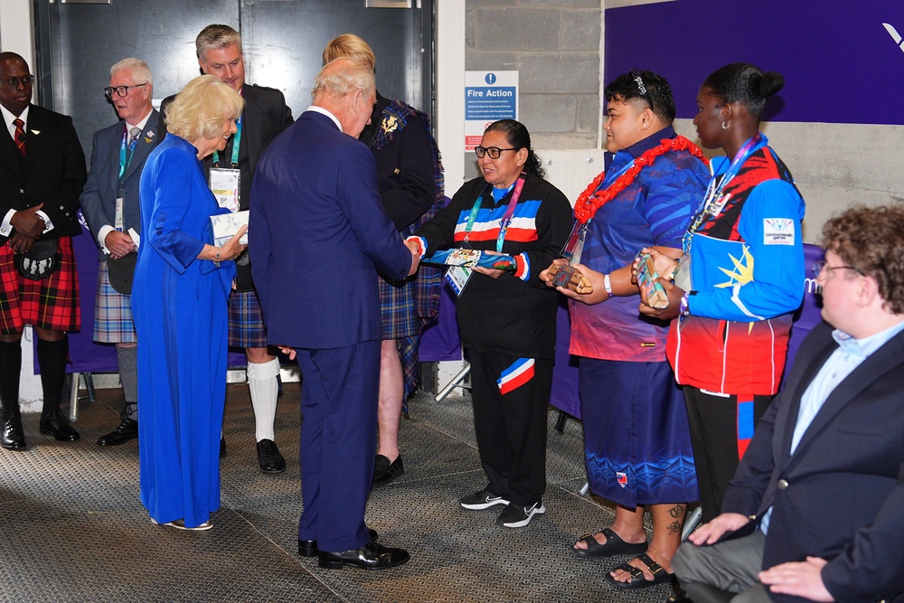 Charles and Camilla meet baton bearers during a reception (Aaron Chown/PA) (PA Wire)