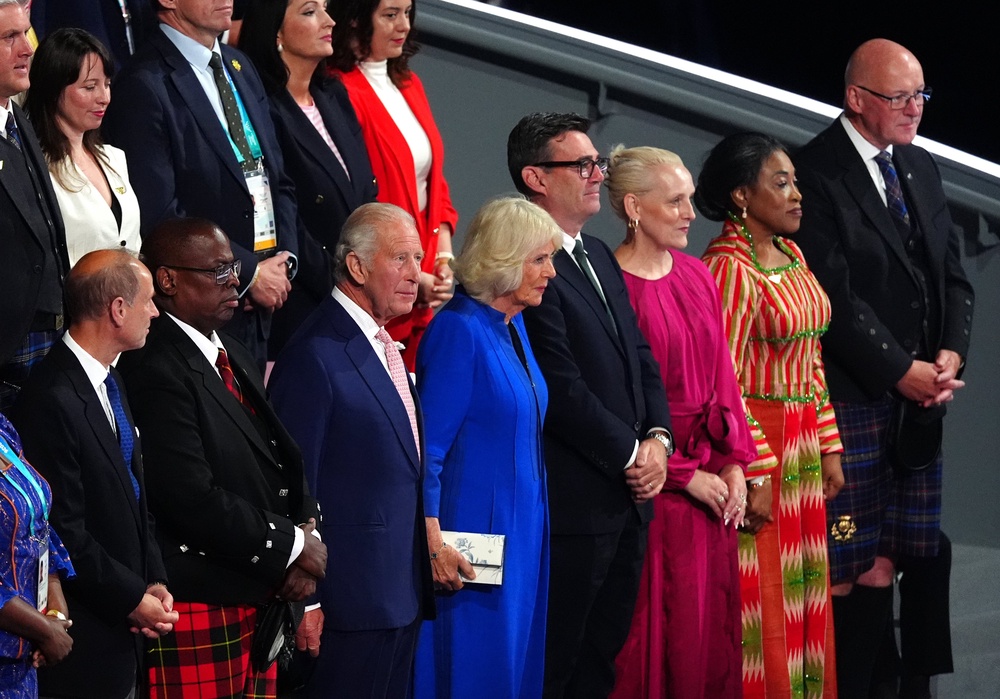 Joining the King and Queen were the Duke of Edinburgh and Prime Minister Andy Burnham with his wife Marie-France van Heel and First Minister of Scotland John Swinney (Owen Humphreys/PA) (PA Wire)