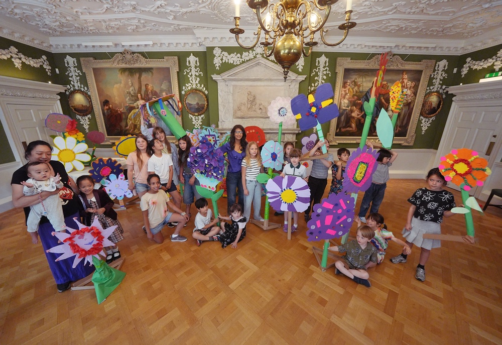 Former Blue Peter presenter Konnie Huq with local schoolchildren and their creations, during the launch of the Kids Aloud initiative (Yui Mok/PA) (PA Wire)