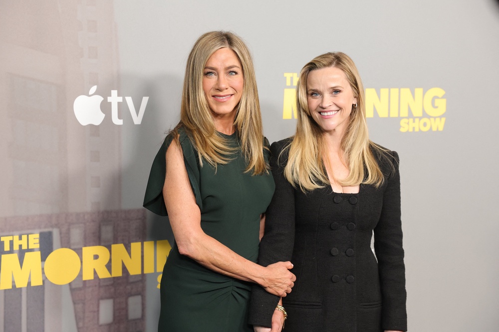 Reese Witherspoon stars opposite Jennifer Aniston in the glossy show about the behind-the-scenes machinations of a breakfast TV programme (AFP/Getty)