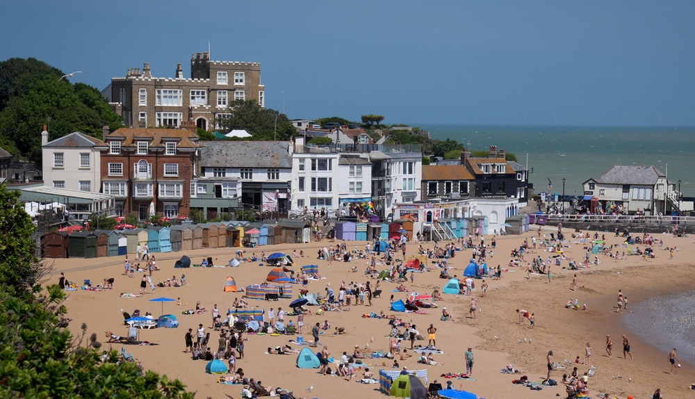 People enjoy the sun at Viking Bay, Broadstairs, Kent (Gareth Fuller/PA) (PA Wire)