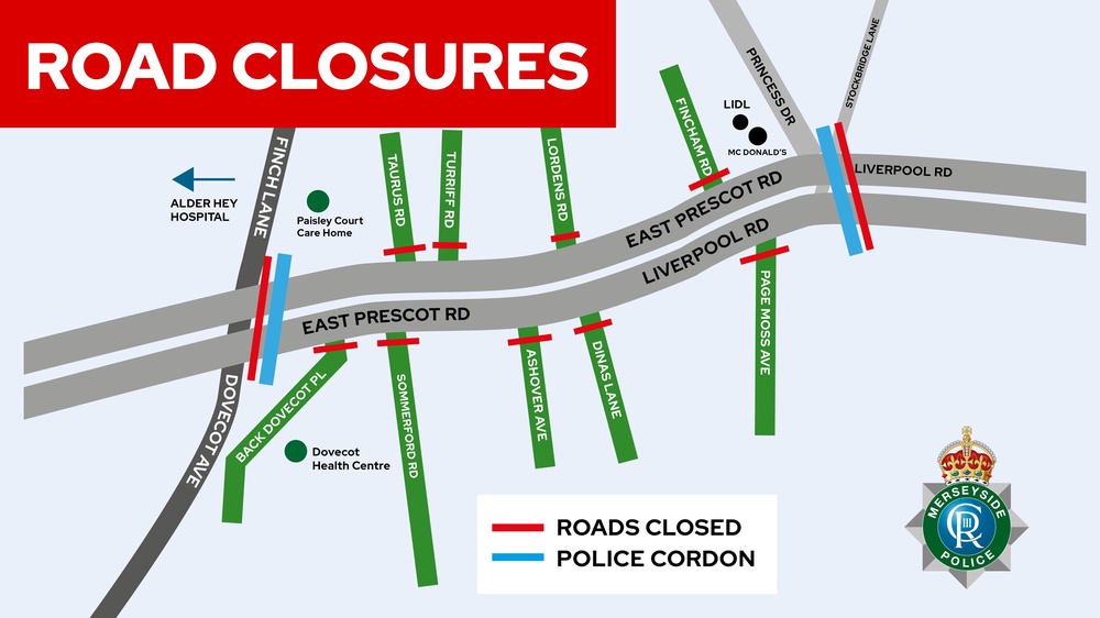 The road closures are likely to remain in place over the weekend (Merseyside Police)