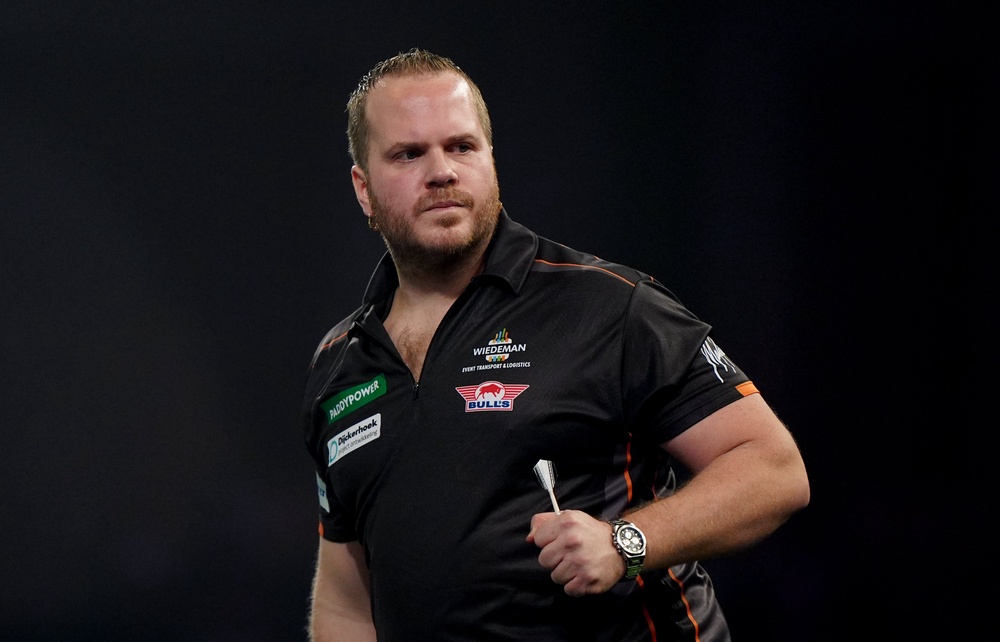 Dirk van Duijvenbode faces Luke Littler in Blackpool (Bradley Collyer/PA) (PA Archive)