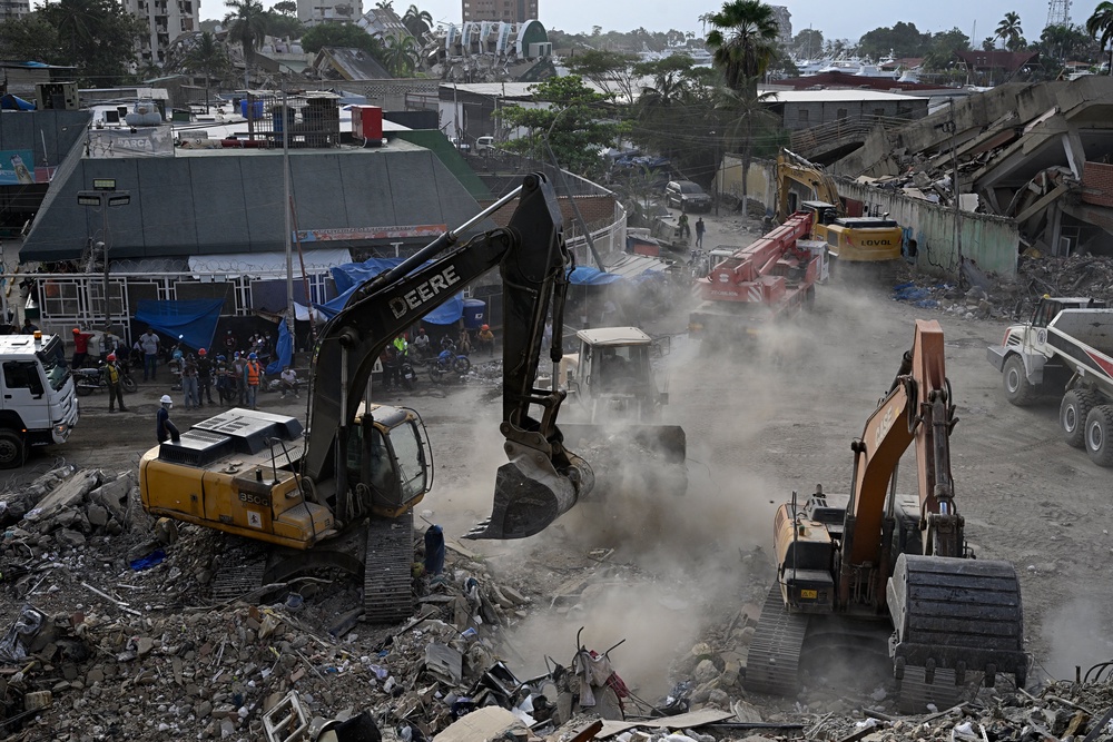 The sound of heavy machinery is a constant presence (AFP/Getty)