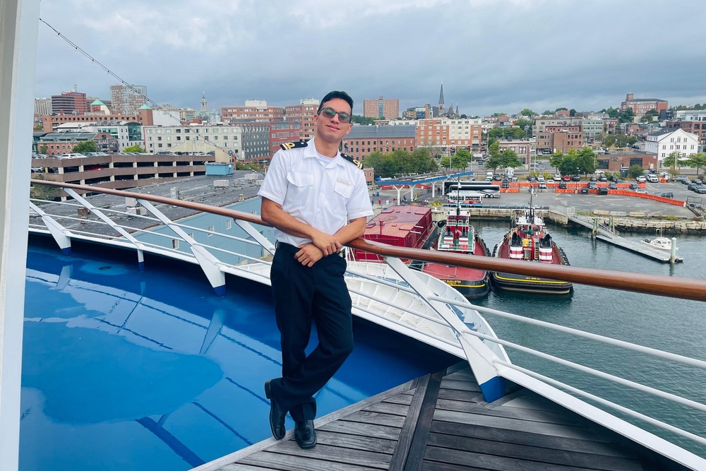 Cedeño, pictured while working on a cruise ships before the earthquake, says that the impact of the disaster has been ‘heartbreaking’ (Saddam Cedeño)