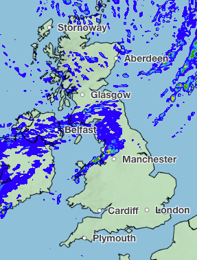 Rain is set sweep across the UK this weekend, with rain expected in northern parts of England and Scotland on Saturday (Met Office)
