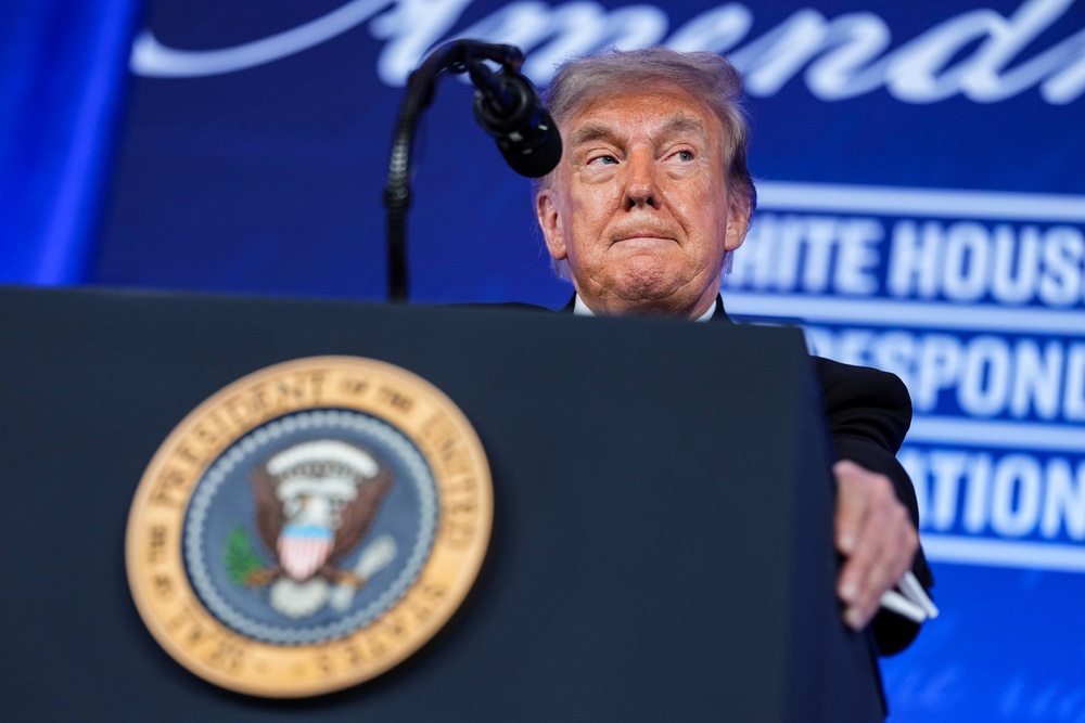The president singled out numerous journalists for attacks in his speech, while complaining about how the press often treated him ‘unfairly’ (Getty)