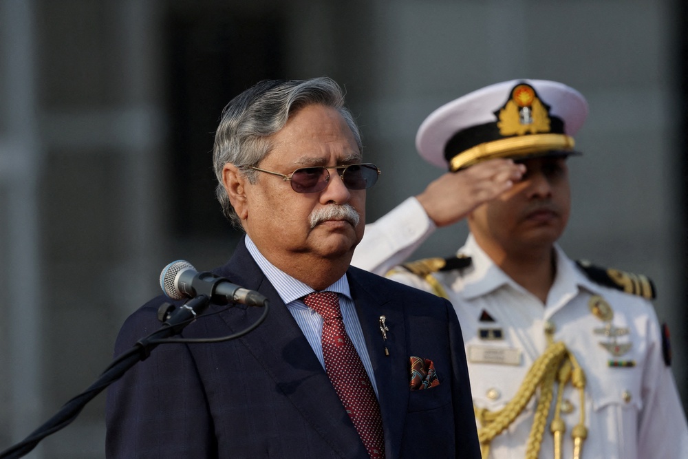 File. Bangladesh’s president Mohammed Shahabuddin arrives to administer the oath‑taking ceremony of Tarique Rahman as the country’s prime minister at the South Plaza of the parliament building, in Dhaka, Bangladesh, 17 February 2026 (Reuters)