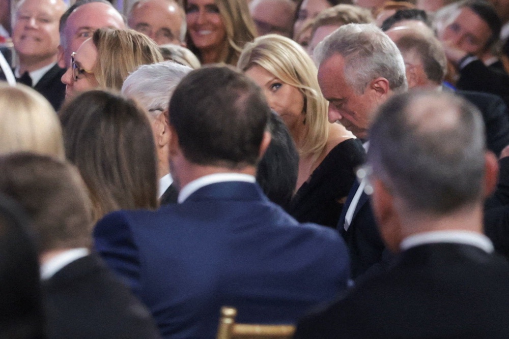 The president mostly avoided mocking his allies, though he joked that Health Secretary Robert F. Kennedy Jr. is a ‘piece of work’ who wanted to serve the guests at the dinner roadkill (Reuters)