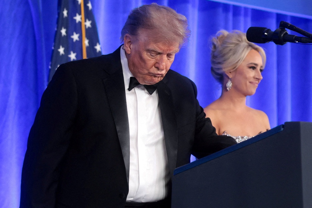 Even Trump seemed unimpressed by his own speech (Reuters)