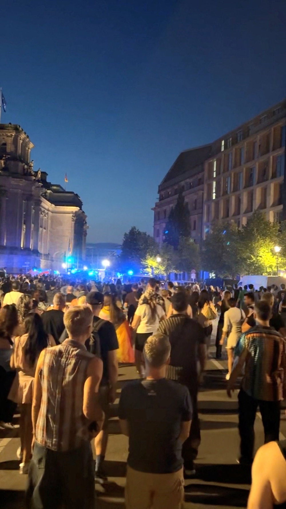 People evacuate the area after a vehicle is believed to have struck multiple people (Reuters)
