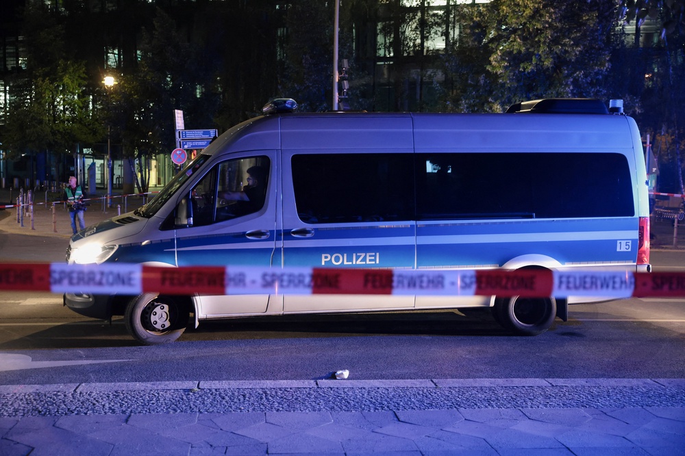 A police vehicle after the annual Berlin's Christopher Street Day Pride parade was called off, after a car crashed into the crowd at Tiergarten park, leaving several people injured, in Berlin, Germany, 26 July 2026 (Reuters)