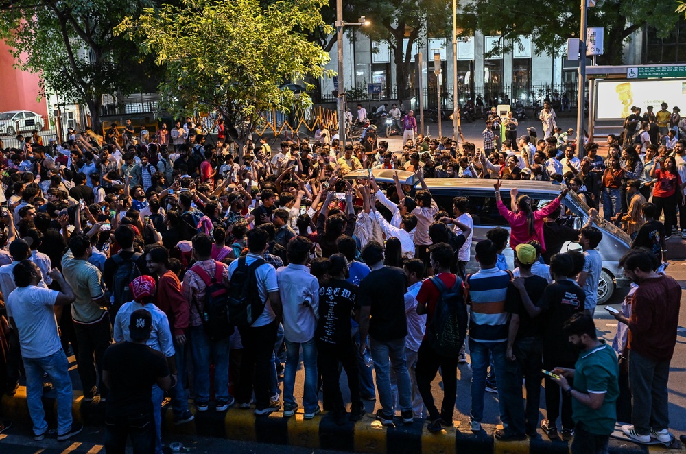 Protesters celebrate at Jantar Mantar after reports of the resignation of Indian Education Minister Dharmendra Pradhan on 25 July 2026 in New Delhi, India (Getty)