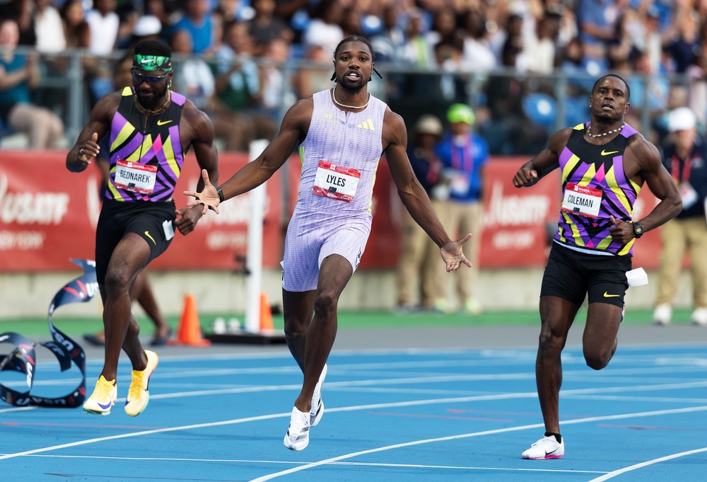 Lyles won the 100m at national championships before pulling up in the 200m (Getty)