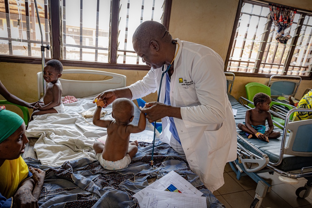 Dr Kango Semplice tends to children in the CAR’s only paediatric hospital (Bel Trew)