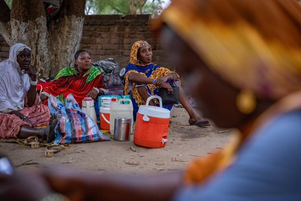 Refugee mothers camp in the courtyard waiting care and treatment at the only hospital in Birao, CAR (Bel Trew)