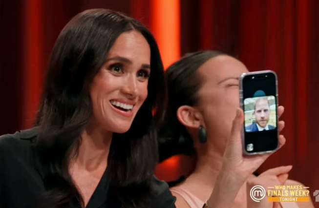 Harry popped up during Meghan’s ‘MasterChef Australia’ cameo (Channel 10)