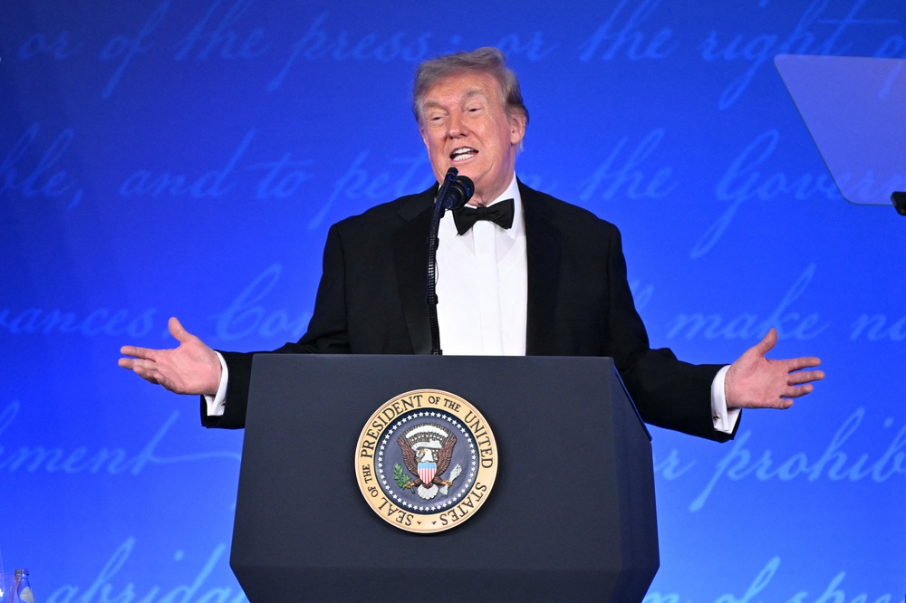 President Trump went on a tangent about Mulvaney during his White House Correspondents’ Dinner speech, reminding the crowd that her partnership with Bud Light caused the company to lose millions in market capitalization because she is transgender (AFP/Getty)