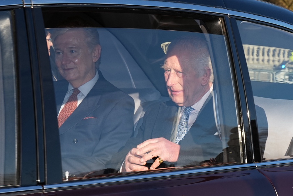 The King and Sir Clive Alderton arriving for the King’s Christmas lunch at Buckingham Palace in 2024. Aaron Chown/PA (PA Archive)