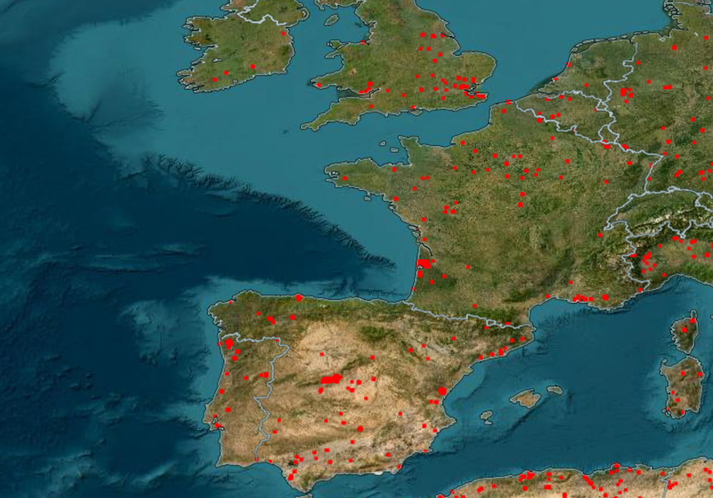 Nasa’s live map of wildfires (Nasa)