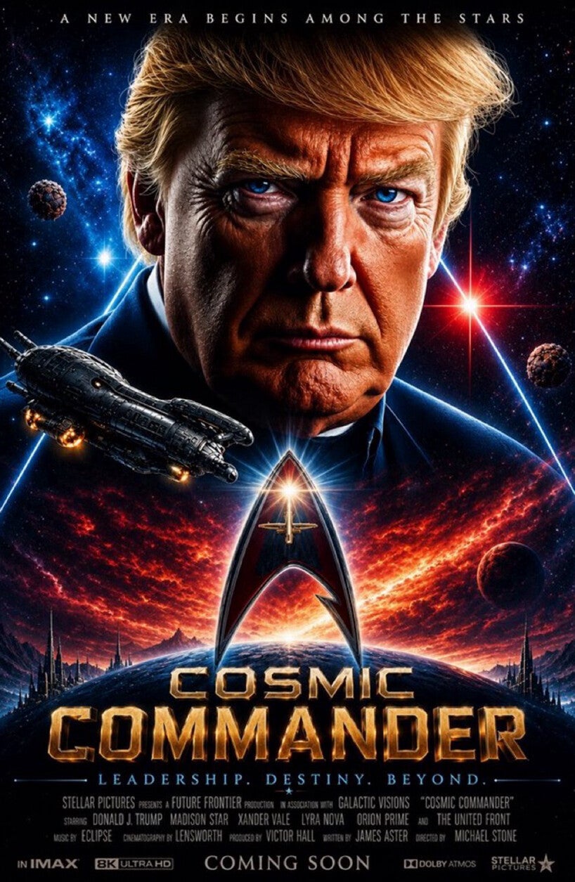 Trump shared a second sci-fi-themed poster on Truth Social during Sunday's posting spree (Cosmic Commander)