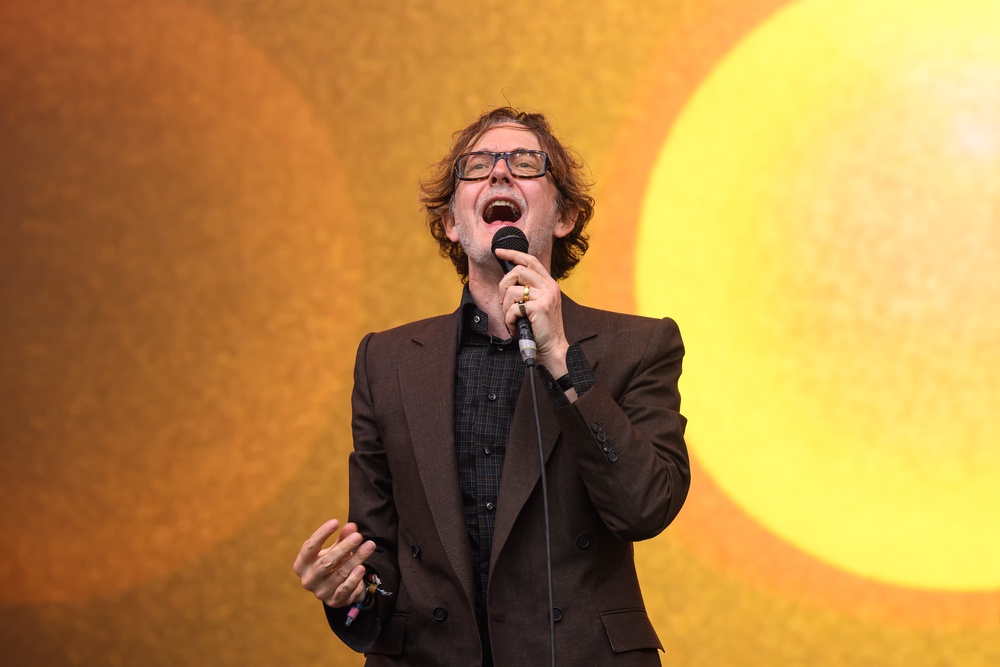 Jarvis Cocker of Pulp performs on the Pyramid Stage during day four of Glastonbury festival 2025 at Worthy Farm, Pilton on June 28, 2025 in Glastonbury, England (Getty)