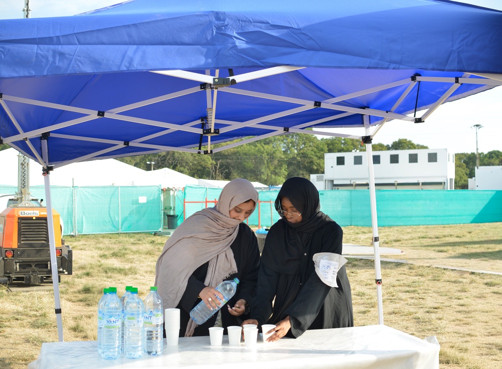 Volunteers Saira Bhatti (left) and Bareera Ghaffar find the women’s space at Jalsa Salana empowering (Bareera Ghaffar)