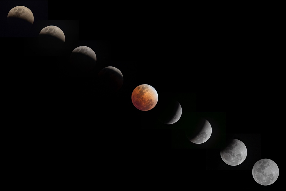 A digital composite of a lunar eclipse over Santa Rosa, Laguna province, Philippines, on 3 March, 2026 (Getty)