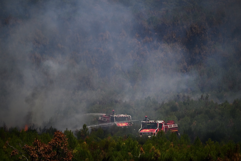 The fires in Gironde continue to produce thick smoke across the region (AP)