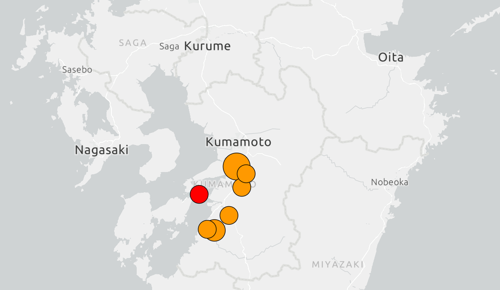 Japan earthquake map (US Geological Survey)