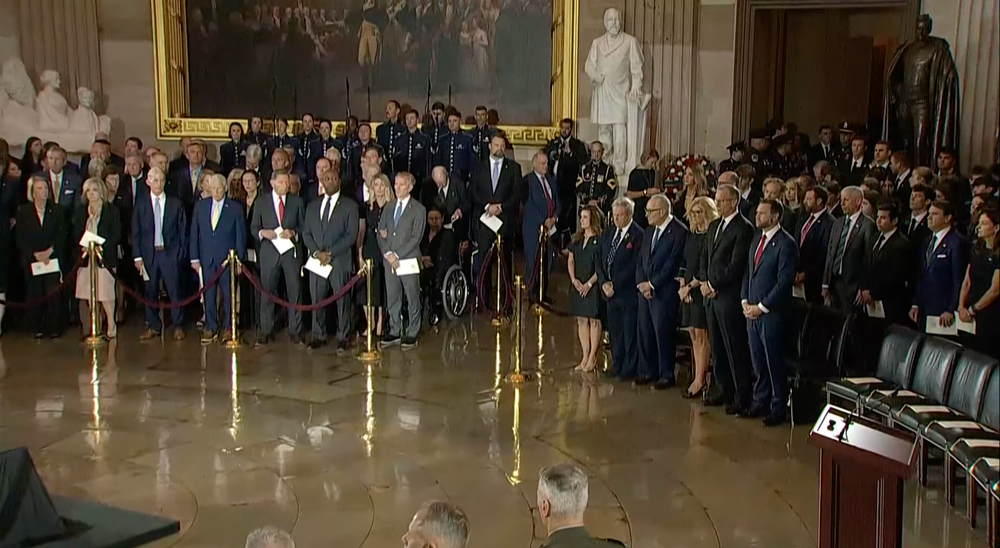 JD Vance, Johne Thune and Tim Scott are among those gathered in the Rotunda (The Independent)