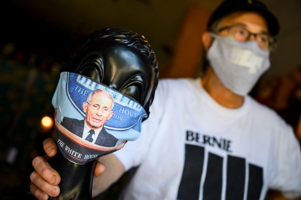 Fauci often wrote about his growing fame in his diary entries, often noting various articles that had been written about him, or the fact that people were putting his face on merchandise such as  T-shirts and masks (AFP/Getty)