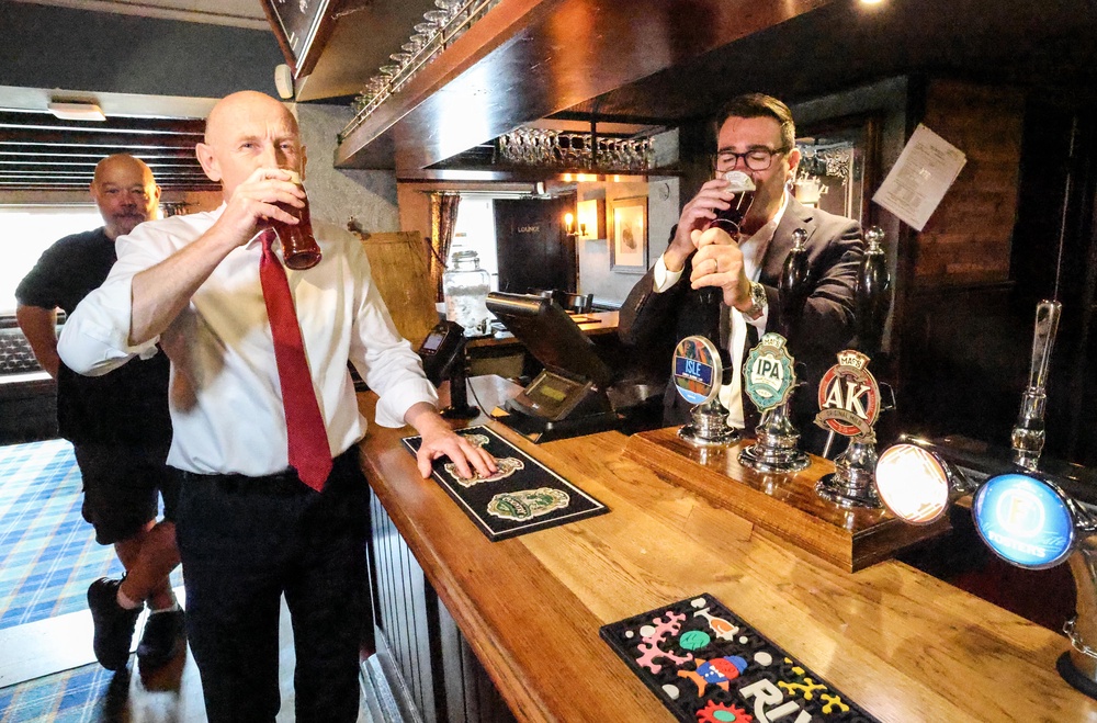 Not much to cheer about with the economy for Andy Burnham, right, and John Healey, according to the NIESR (AFP/Getty)