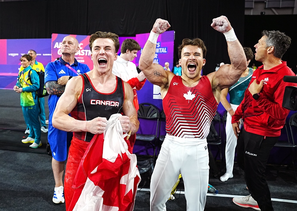 Felix Dolci and William Emard took gold and bronze for Canada in the horizontal bar final (PA)