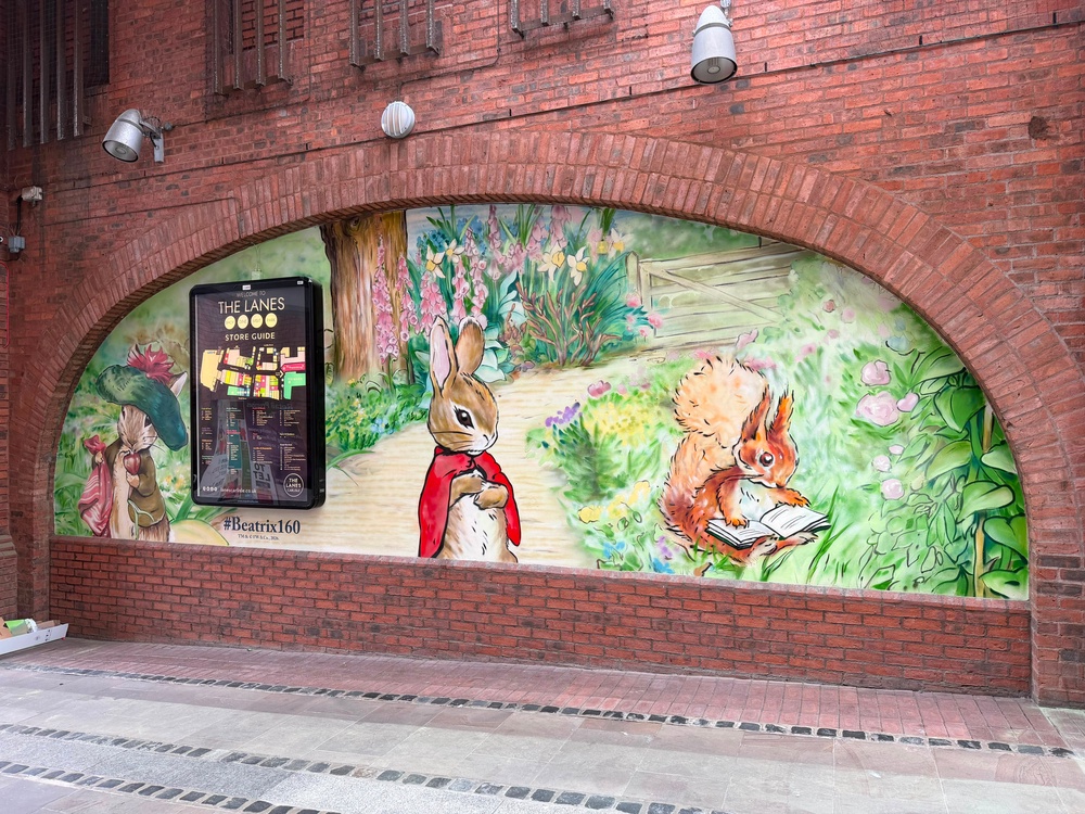 Carlisle city centre was chosen for the murals because of its close proximity to the Lake District, which Potter had strong connections to (TM & (c) Frederick Warne & Co., 2026)