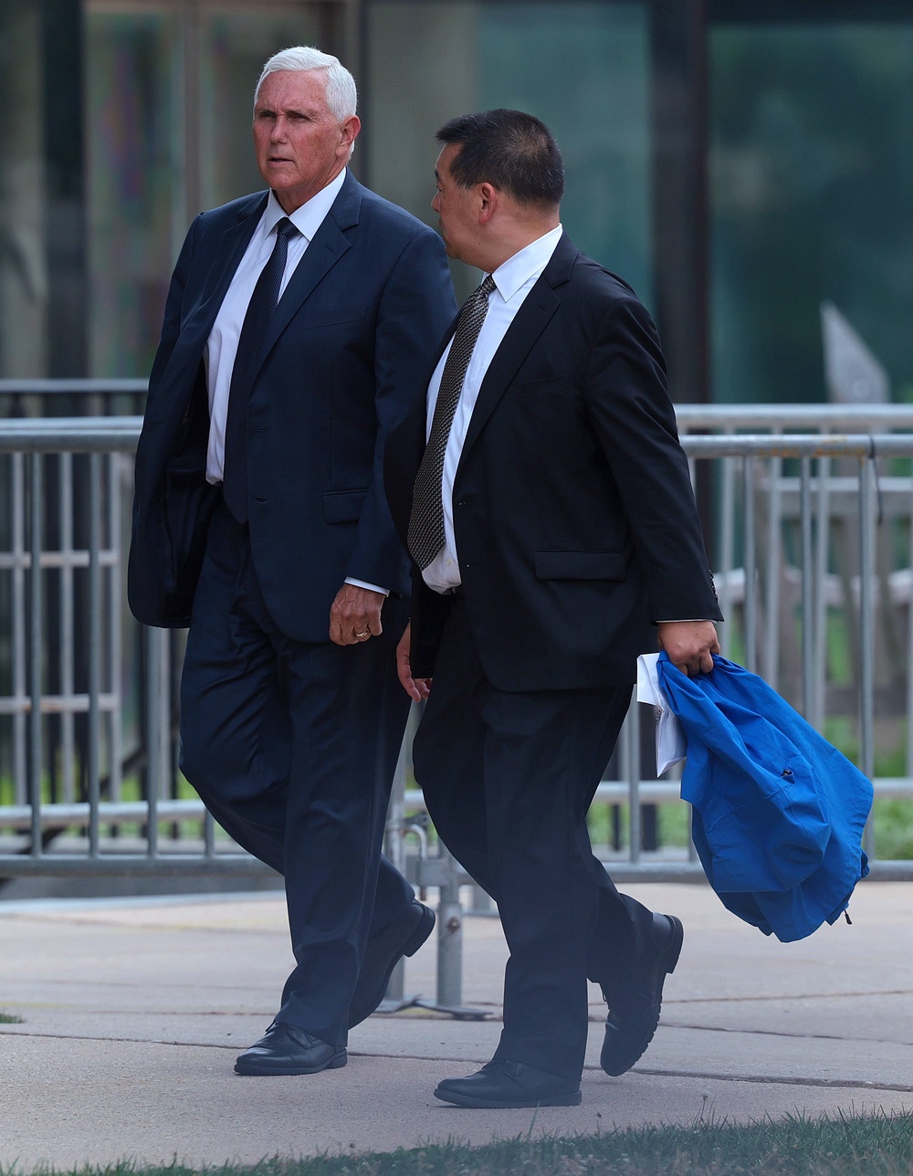 Former Vice President Mike Pence arrives for the funeral service for the late Sen. Lindsey Graham outside the Washington National Cathedral (Getty Images)