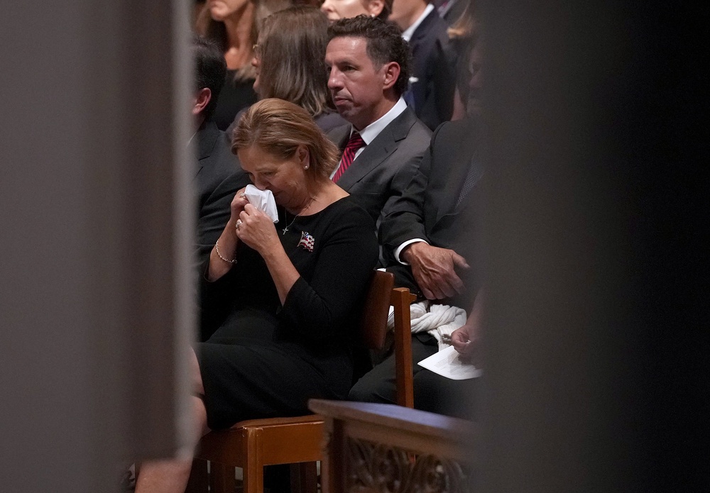 Sen. Darline Graham Nordone wipes her nose during the funeral service for the late Sen. Lindsey Graham (Getty Images)