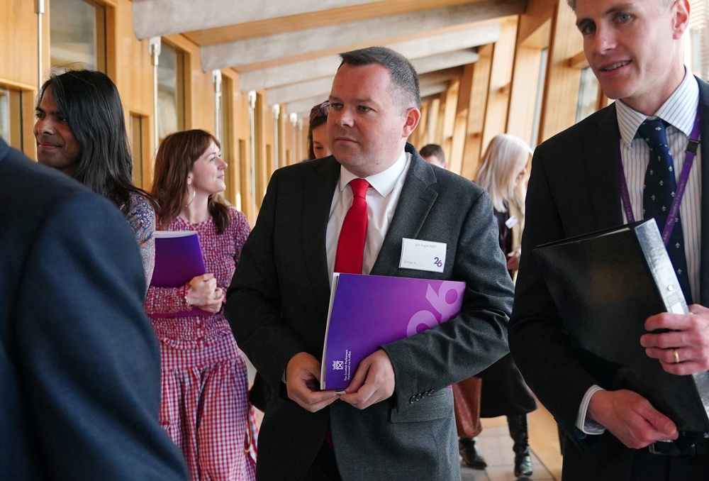 Joe Fagan (centre) has announced his intention to stand for the Scottish Labour leadership (Jane Barlow/PA) (PA Wire)