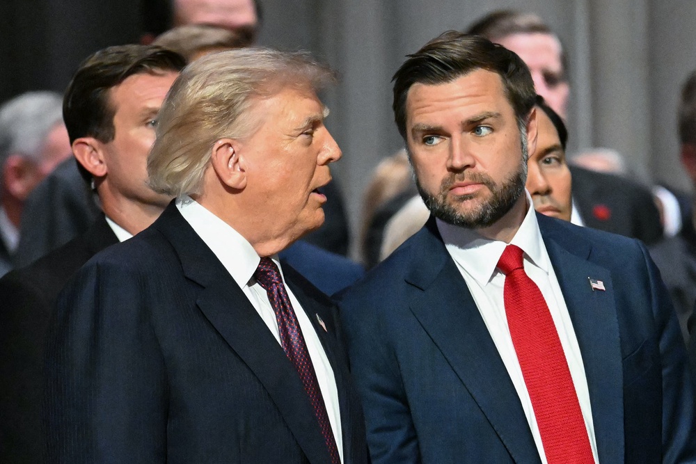 President Trump and Vice President JD Vance joined most White House officials in attending the funeral. (AFP/Getty)
