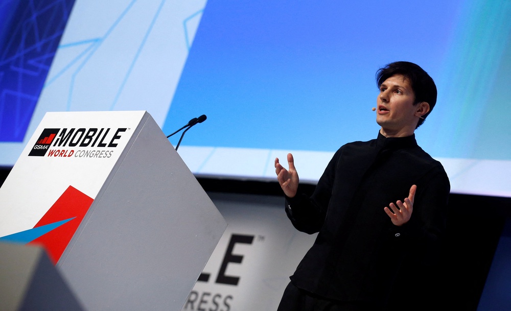 File: Founder and CEO of Telegram Pavel Durov delivers a keynote speech during the Mobile World Congress in Barcelona, Spain 23 February 2016 (Reuters)