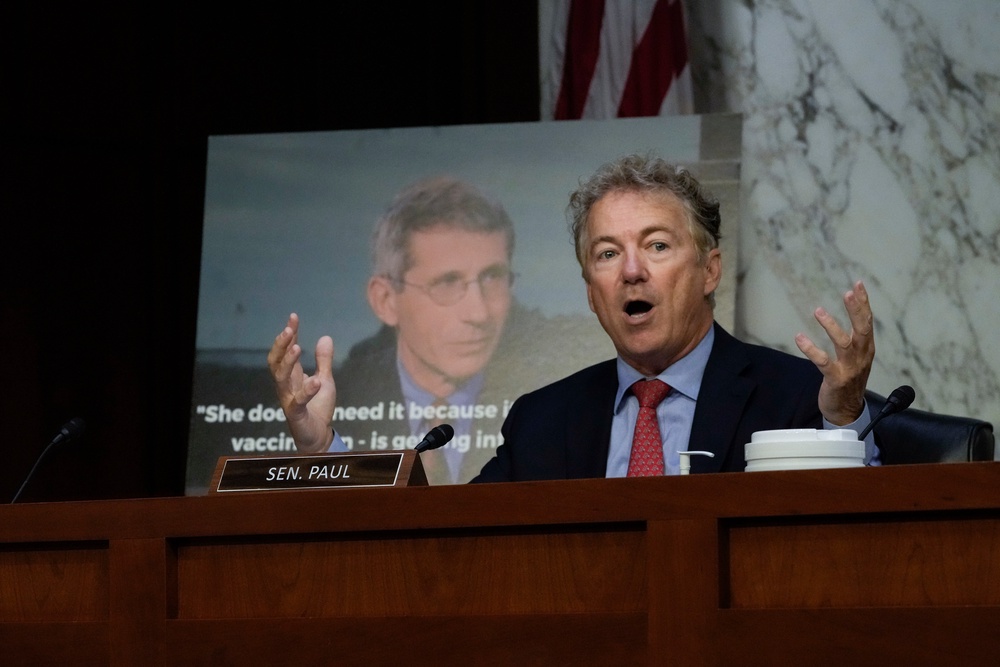 Sen. Rand Paul (R-KY) questions Dr. Anthony Fauci during a Senate Committee on Health, Education, Labor and Pensions hearing about the federal response to monkeypox, on Capitol Hill, September 14 (Getty)